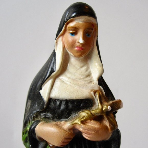 VTG St Rita Plaster Columbia Statue Figure Patron of Impossible Causes ITALY